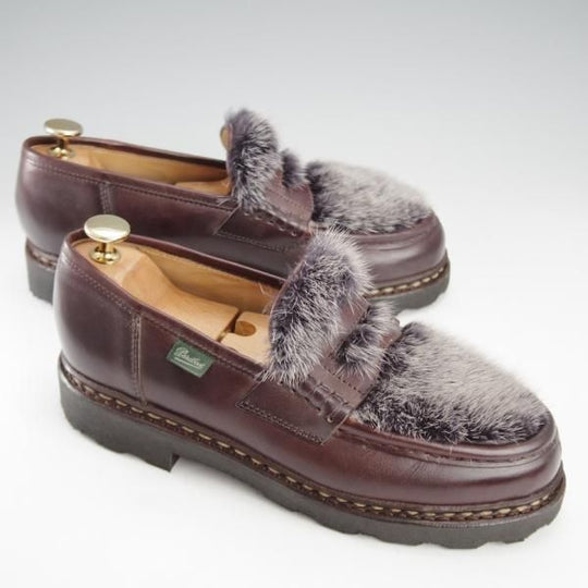美品★パラブーツ SIZE 5.5【定価￥103,400-★VISON(ミンクファー)仕様/REIMS/ランス】ビームス別注/リスレザー/BEAMS/Paraboot★j146