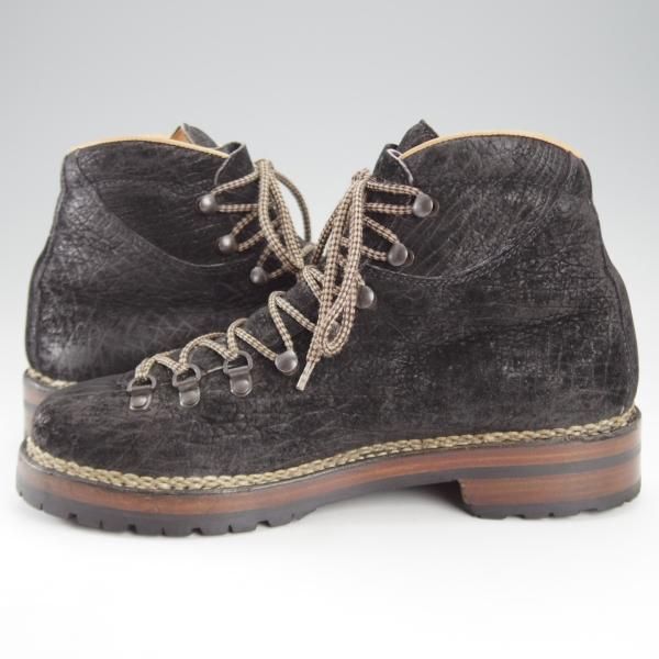 極上★(伊)F.LLIジャコメッティ SIZE 40【定価￥194,400-★カバ革(ヒポポタマス)/マルモラーダ】マウンテンブーツ/黒/Giacometti★j152