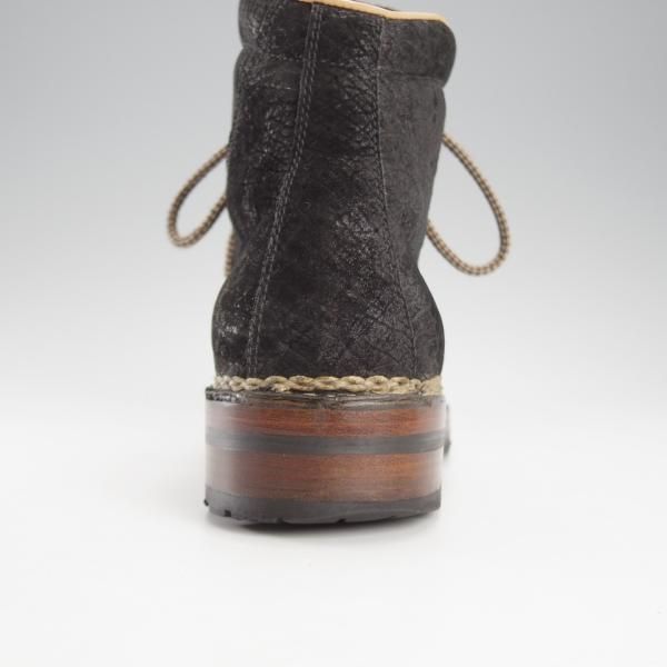 極上★(伊)F.LLIジャコメッティ SIZE 40【定価￥194,400-★カバ革(ヒポポタマス)/マルモラーダ】マウンテンブーツ/黒/Giacometti★j152