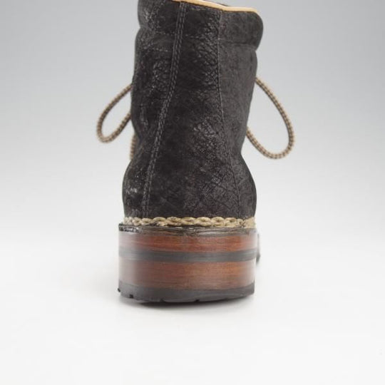 極上★(伊)F.LLIジャコメッティ SIZE 40【定価￥194,400-★カバ革(ヒポポタマス)/マルモラーダ】マウンテンブーツ/黒/Giacometti★j152