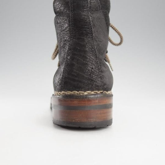 極上★(伊)F.LLIジャコメッティ SIZE 40【定価￥194,400-★カバ革(ヒポポタマス)/マルモラーダ】マウンテンブーツ/黒/Giacometti★j152