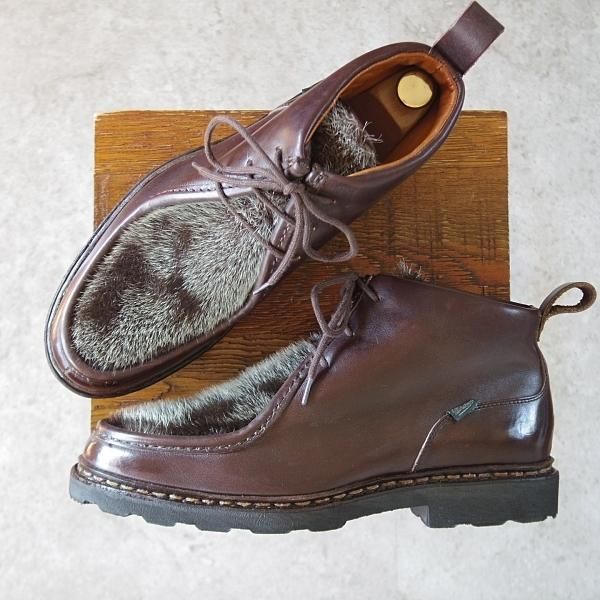 ★パラブーツ SIZE 7【貴重★フォック仕様(アザラシの毛皮)/MUCY】ミューシー/チロリアンブーツ/リスレザー/カフェ/濃茶/Paraboot★j153