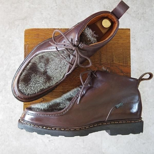 ★パラブーツ SIZE 7【貴重★フォック仕様(アザラシの毛皮)/MUCY】ミューシー/チロリアンブーツ/リスレザー/カフェ/濃茶/Paraboot★j153