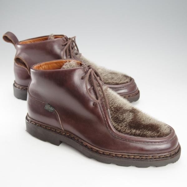 ★パラブーツ SIZE 7【貴重★フォック仕様(アザラシの毛皮)/MUCY】ミューシー/チロリアンブーツ/リスレザー/カフェ/濃茶/Paraboot★j153