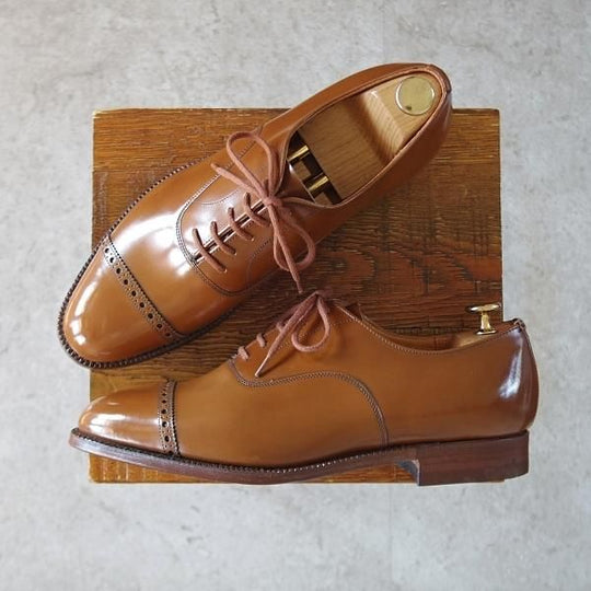 未使用★チャーチ 70F/UK7【旧チャーチ★ブックバインダーカーフ/3都市ロゴ】84ラスト/Barcroft/パンチドキャップトゥ/茶/Church's★j154