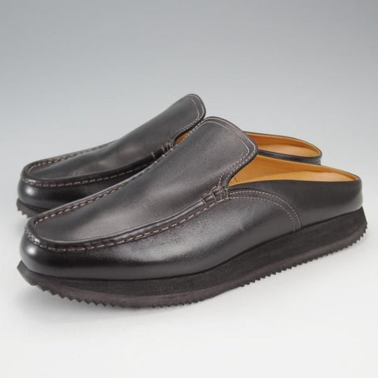 美品★(伊製)HERMES/エルメス SIZE 39.5【★レザーサンダル/黒】カーフ/メンズ/HERMES★j164