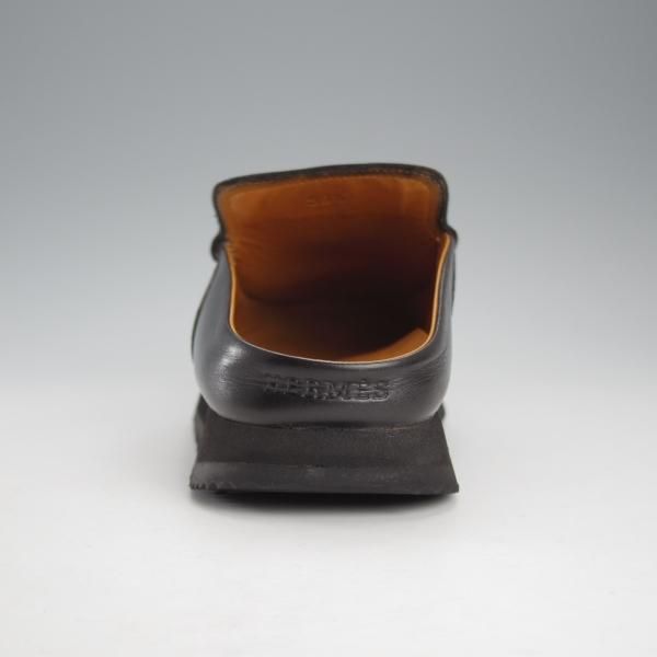 美品★(伊製)HERMES/エルメス SIZE 39.5【★レザーサンダル/黒】カーフ/メンズ/HERMES★j164