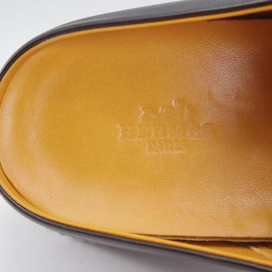 美品★(伊製)HERMES/エルメス SIZE 39.5【★レザーサンダル/黒】カーフ/メンズ/HERMES★j164