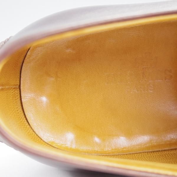 美品★(伊製)HERMES/エルメス SIZE 40【オパンケ製法★プレーントゥ/濃茶】Vフロント/カーフ/メンズ★j165