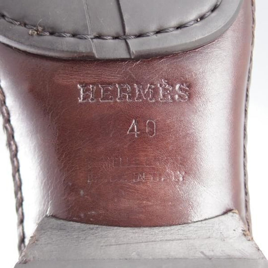 美品★(伊製)HERMES/エルメス SIZE 40【オパンケ製法★プレーントゥ/濃茶】Vフロント/カーフ/メンズ★j165