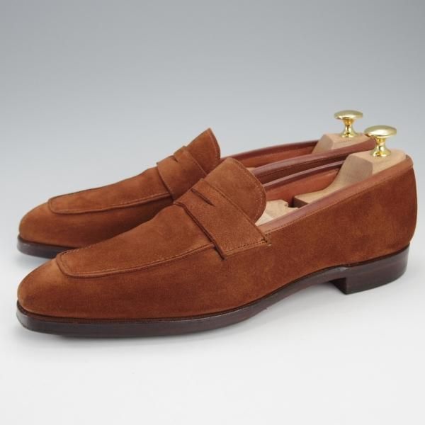 極上★クロケット&ジョーンズ 6.5D【ハンドグレードライン★コインローファー/茶】スエード/メンズ/Crockett&Jones★j168