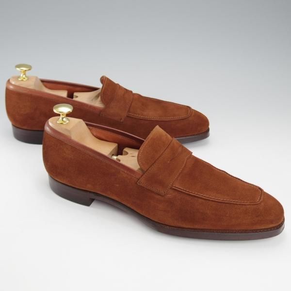 極上★クロケット&ジョーンズ 6.5D【ハンドグレードライン★コインローファー/茶】スエード/メンズ/Crockett&Jones★j168