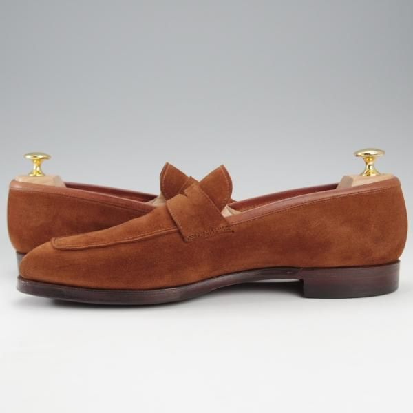 極上★クロケット&ジョーンズ 6.5D【ハンドグレードライン★コインローファー/茶】スエード/メンズ/Crockett&Jones★j168