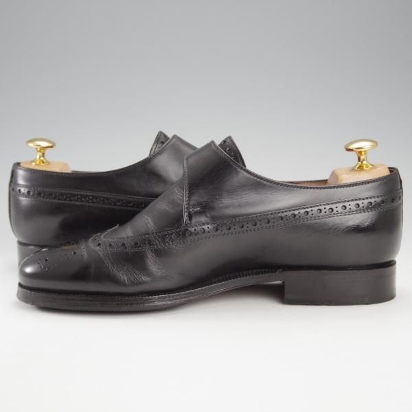 極上★(伊)エンツォ・ボナフェ SIZE 5.5【ハンドソーンウェルテッド製法★モンクストラップ/黒】ウイングチップ/Enzo Bonafe★j169