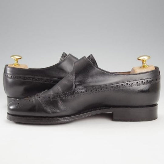 極上★(伊)エンツォ・ボナフェ SIZE 5.5【ハンドソーンウェルテッド製法★モンクストラップ/黒】ウイングチップ/Enzo Bonafe★j169