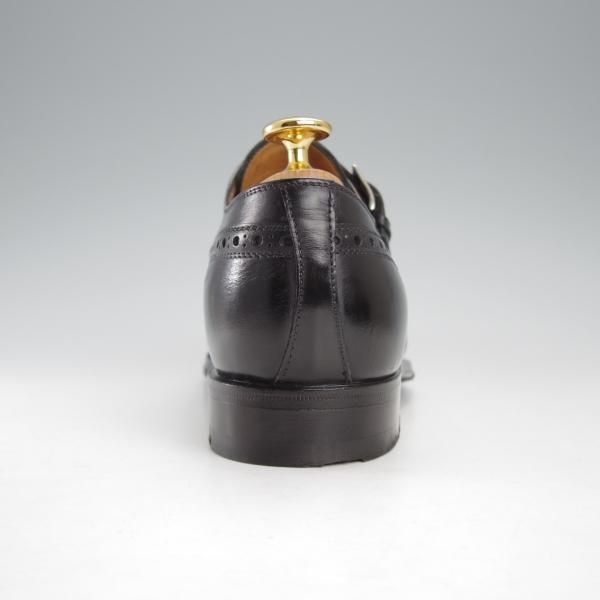 極上★(伊)エンツォ・ボナフェ SIZE 5.5【ハンドソーンウェルテッド製法★モンクストラップ/黒】ウイングチップ/Enzo Bonafe★j169