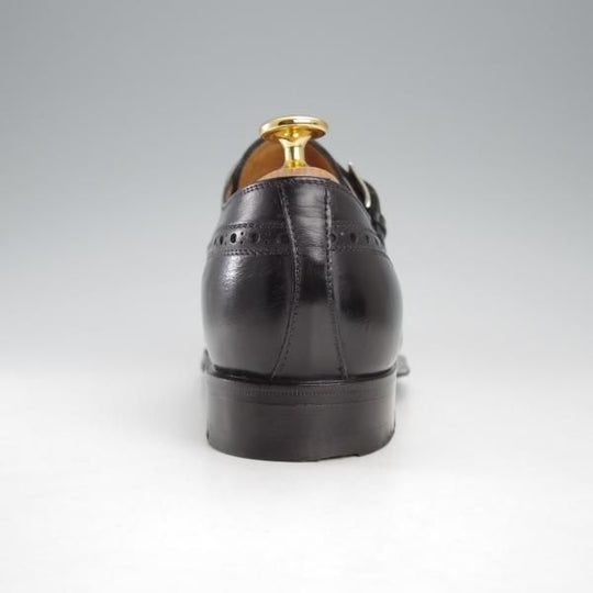 極上★(伊)エンツォ・ボナフェ SIZE 5.5【ハンドソーンウェルテッド製法★モンクストラップ/黒】ウイングチップ/Enzo Bonafe★j169