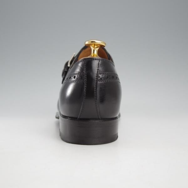極上★(伊)エンツォ・ボナフェ SIZE 5.5【ハンドソーンウェルテッド製法★モンクストラップ/黒】ウイングチップ/Enzo Bonafe★j169