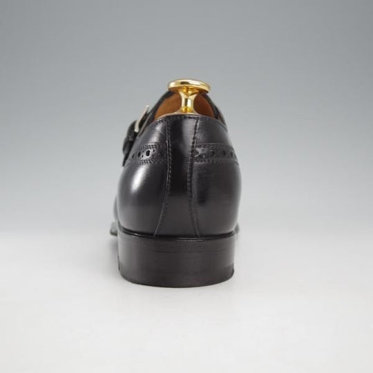 極上★(伊)エンツォ・ボナフェ SIZE 5.5【ハンドソーンウェルテッド製法★モンクストラップ/黒】ウイングチップ/Enzo Bonafe★j169