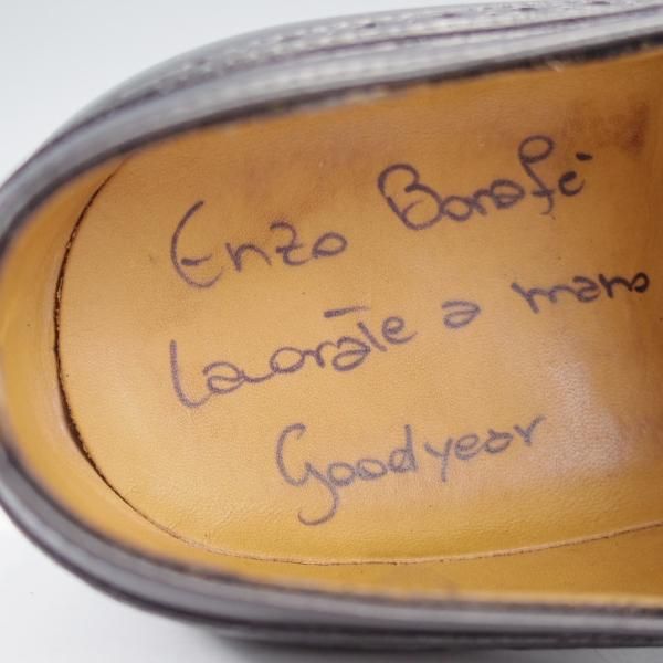 極上★(伊)エンツォ・ボナフェ SIZE 5.5【ハンドソーンウェルテッド製法★モンクストラップ/黒】ウイングチップ/Enzo Bonafe★j169