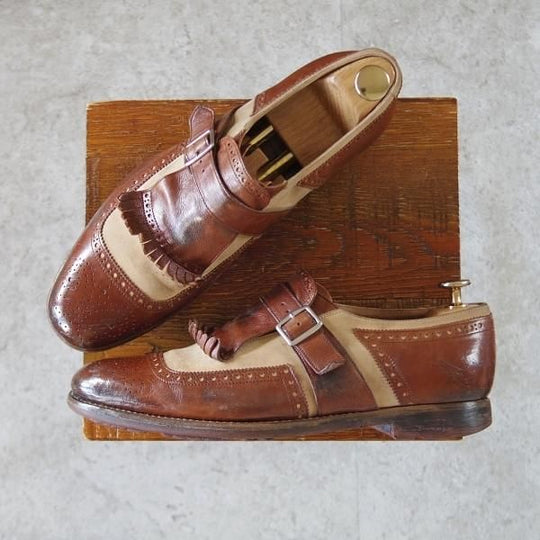 美品★チャーチ SIZE 6【現行定価￥203,500-★SHANGHAI/シャンガイ/キルトモンク】グレイスカーフ×ヌバック/茶×薄茶/Church's★j171