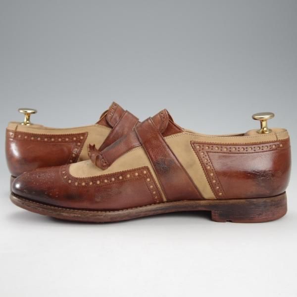 美品★チャーチ SIZE 6【現行定価￥203,500-★SHANGHAI/シャンガイ/キルトモンク】グレイスカーフ×ヌバック/茶×薄茶/Church's★j171