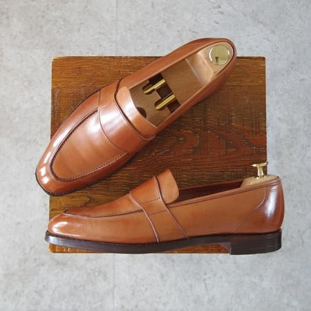 極美品★クロケット&ジョーンズ 6.5E【定価￥132,000-★(英)ジョージクレバリー別注/ローファー】306ラスト/茶/Crockett&Jones★j173