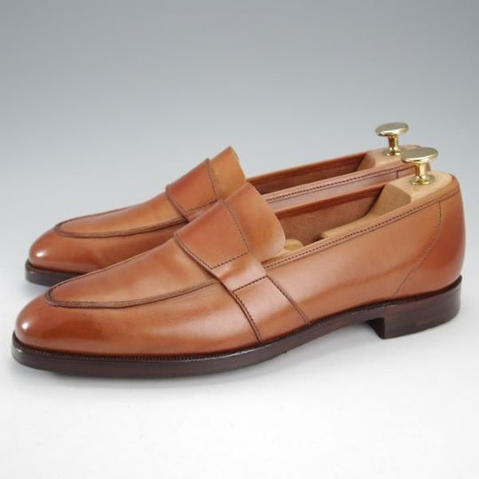 極美品★クロケット&ジョーンズ 6.5E【定価￥132,000-★(英)ジョージクレバリー別注/ローファー】306ラスト/茶/Crockett&Jones★j173