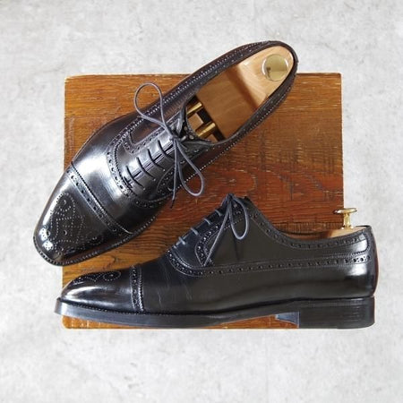 極上★(伊)ステファノ・ベーメル SIZE 41【定価20万円以上★ハンドソーンウェルテッド製法/セミブローグ】カーフ/黒/StefanoBemer★j175