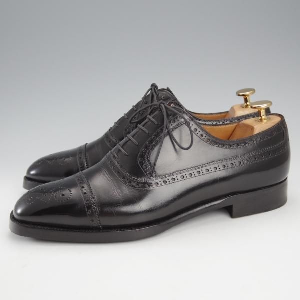 極上★(伊)ステファノ・ベーメル SIZE 41【定価20万円以上★ハンドソーンウェルテッド製法/セミブローグ】カーフ/黒/StefanoBemer★j175