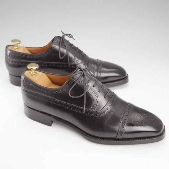 極上★(伊)ステファノ・ベーメル SIZE 41【定価20万円以上★ハンドソーンウェルテッド製法/セミブローグ】カーフ/黒/StefanoBemer★j175