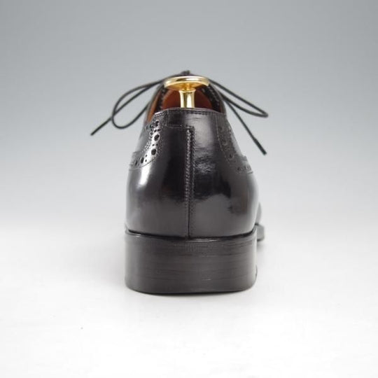 極上★(伊)ステファノ・ベーメル SIZE 41【定価20万円以上★ハンドソーンウェルテッド製法/セミブローグ】カーフ/黒/StefanoBemer★j175