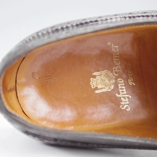 極上★(伊)ステファノ・ベーメル SIZE 41【定価20万円以上★ハンドソーンウェルテッド製法/セミブローグ】カーフ/黒/StefanoBemer★j175