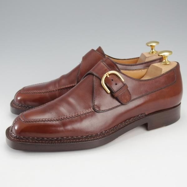 美品★(伊)タニノクリスチー SIZE 5.5【高額★ノルベジェーゼ製法/モンクストラップ】126506カーフ/濃茶/メンズ/TANINO CRISCI★j176