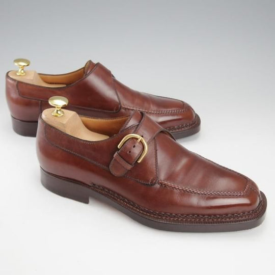 美品★(伊)タニノクリスチー SIZE 5.5【高額★ノルベジェーゼ製法/モンクストラップ】126506カーフ/濃茶/メンズ/TANINO CRISCI★j176