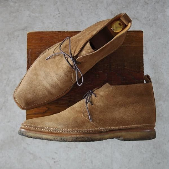 極上★(伊製)HERMES/エルメス SIZE 39.5【★チャッカブーツ/薄茶】スエード/メンズ★j181