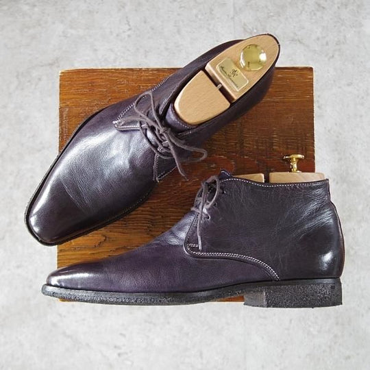 極上★(伊)アンドレア・ヴェントゥーラ SIZE 41【貴重★ディアスキン(鹿革)/チャッカブーツ】ダークパープル/ANDREA VENTURA★j182