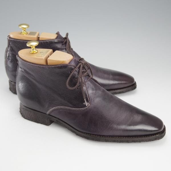 極上★(伊)アンドレア・ヴェントゥーラ SIZE 41【貴重★ディアスキン(鹿革)/チャッカブーツ】ダークパープル/ANDREA VENTURA★j182
