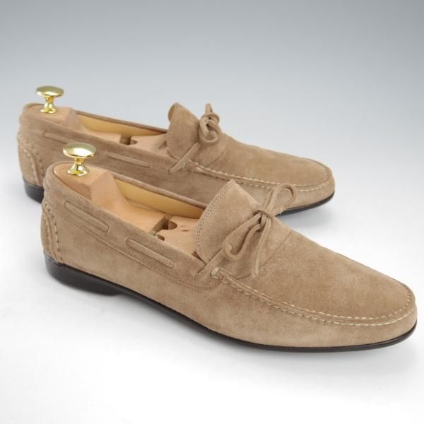 極美品★(伊製)HERMES/エルメス SIZE 39.5【★リボンローファー/薄茶】スエード/メンズ★j187