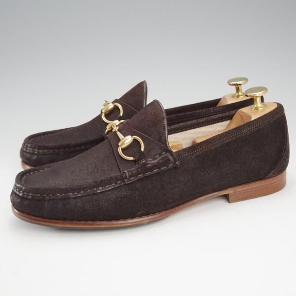 美品★(伊)GUCCI/グッチ SIZE 6【貴重★1953コレクション/ホースビットローファー】バケッタ風スエード/スリッポン/濃茶/メンズ★j189
