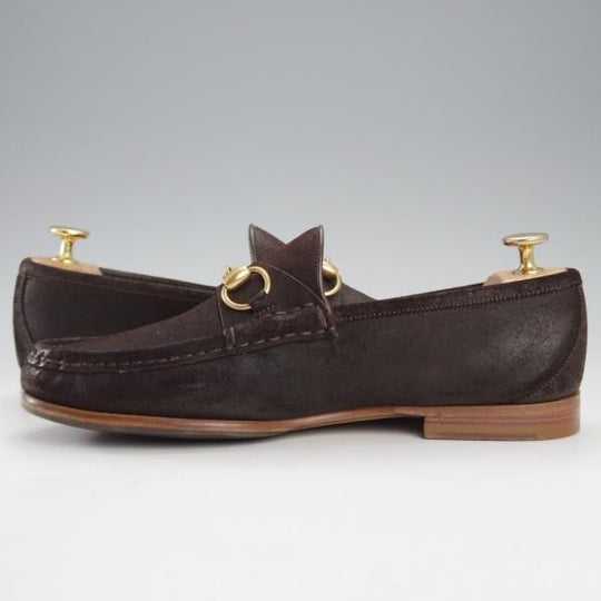 美品★(伊)GUCCI/グッチ SIZE 6【貴重★1953コレクション/ホースビットローファー】バケッタ風スエード/スリッポン/濃茶/メンズ★j189