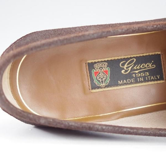 美品★(伊)GUCCI/グッチ SIZE 6【貴重★1953コレクション/ホースビットローファー】バケッタ風スエード/スリッポン/濃茶/メンズ★j189