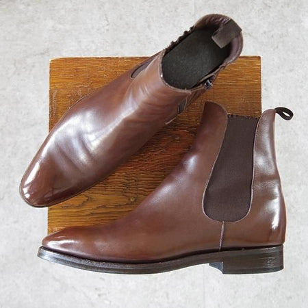 ★(スペイン製)カルミナ SIZE 7【トレーディングポスト別注★サイドゴアブーツ/濃茶】カーフ/メンズ/Trading Post/CARMINA★j191