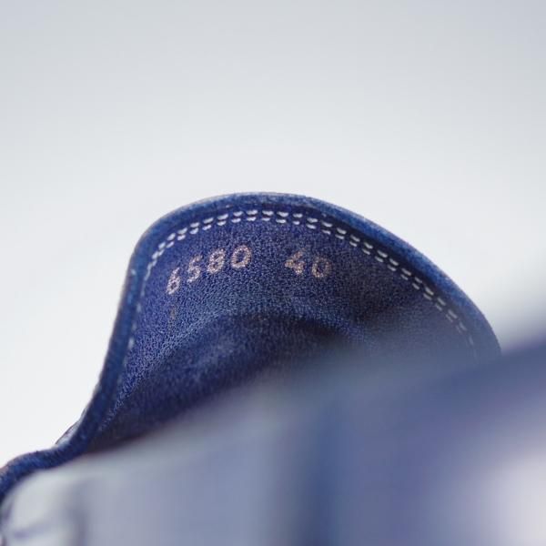 極美品★(伊)ロッソ・フィオレンティーノ SIZE 40【定価￥140,400-★クロコダイル/6850】ローファー/スリッポン/紺★j197