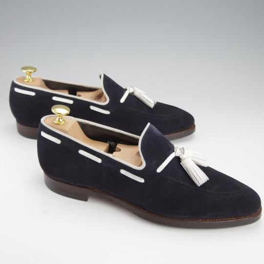 極上★クロケット&ジョーンズ 6E【★トレーディングポスト別注/GUERNSEY】341ラスト/タッセルローファー/スエード/紺/Crockett&Jones★j198