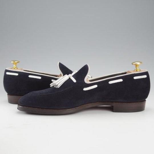 極上★クロケット&ジョーンズ 6E【★トレーディングポスト別注/GUERNSEY】341ラスト/タッセルローファー/スエード/紺/Crockett&Jones★j198