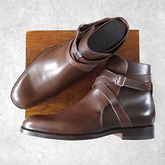 未使用★(東欧)ゾンキー・ブーツ SIZE 7【定価￥154,440-★(伊)F.LLIジャコメッティ製/ジョッパーブーツ】ZB034/カーフ/濃茶★j204