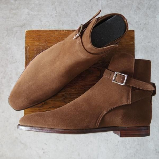 未使用★クロケット&ジョーンズ 7.5E【貴重★(英)ジョージクレバリー別注/MORRIS】ジョッパーブーツ/スエード/茶/Crockett&Jones★j210