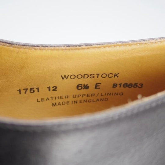 極美品★クロケット&ジョーンズ 6.5E【★プレーントゥ/WoodStock】Vフロント/カーフ/黒/メンズ/Crockett&Jones★j213