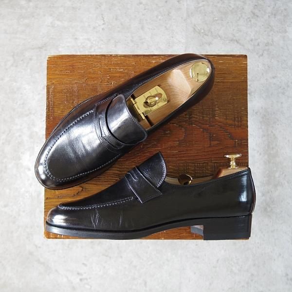 極上★(伊)タニノクリスチー SIZE 5【定価15万円以上★コインローファー/122459】センターエラスティック/カーフ/黒/TANINO CRISCI★j215